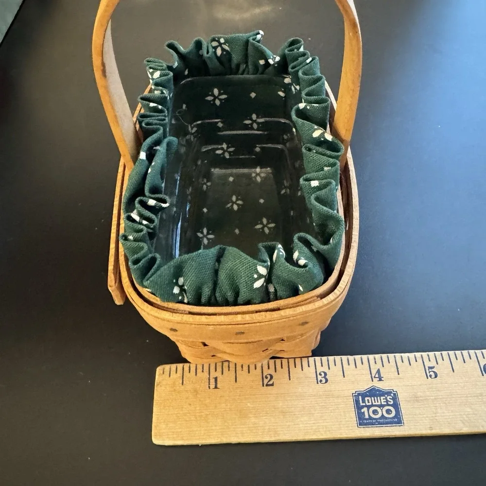 Longaberger Horizon‎ of Hope Basket Set 1st Heritage Green Liner 7x5.5x3.5 Mini